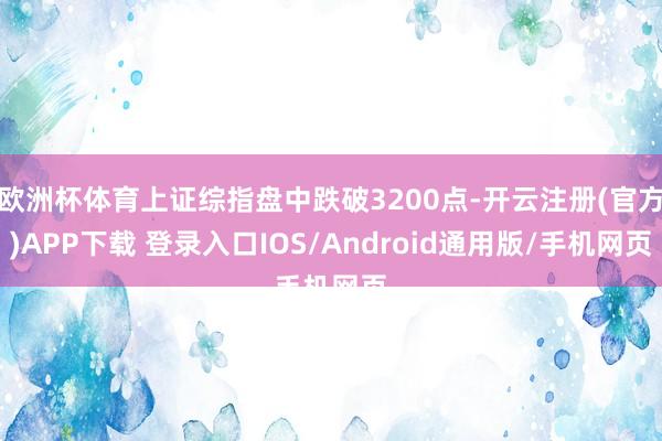 欧洲杯体育上证综指盘中跌破3200点-开云注册(官方)APP下载 登录入口IOS/Android通用版/手机网页